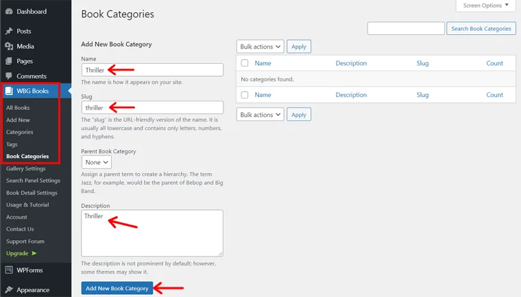 Adding a Book Category in Book Gallery Plugin
