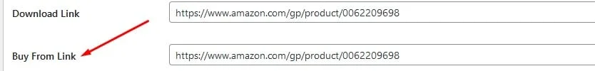 Buy From URL field to paste your Amazon affiliate link for that book