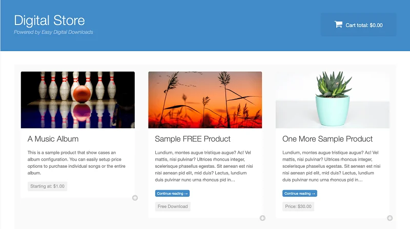 Easy Digital Downloads showing secure eBook download product page
