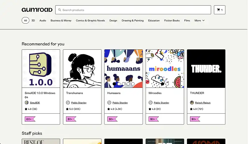 Gumroad embedded buy button on a WordPress page for selling eBooks