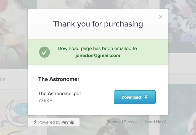 Payhip digital product storefront embedded on WordPress site