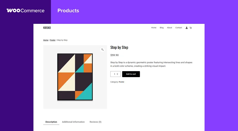 WooCommerce book product page with Add to Cart button and digital download option