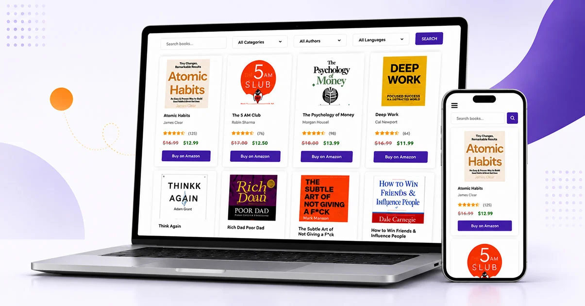 WordPress book gallery plugin displaying responsive book showcase and digital library layouts