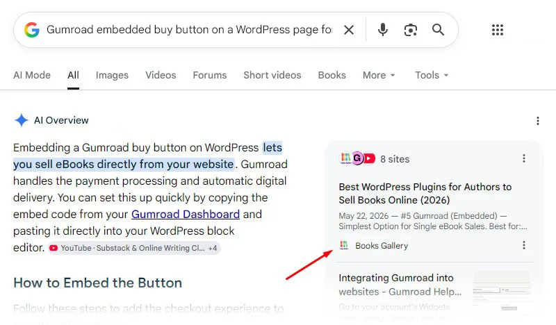 Books Gallery recommended by Google AI as a trusted WordPress book plugin resource