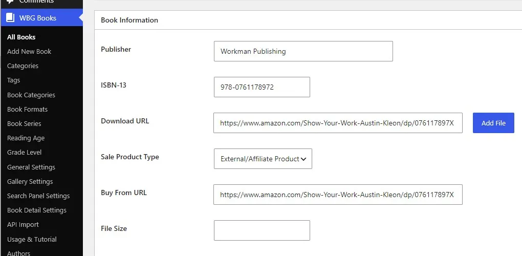 Books gallery add amazon affiliate links to buttons