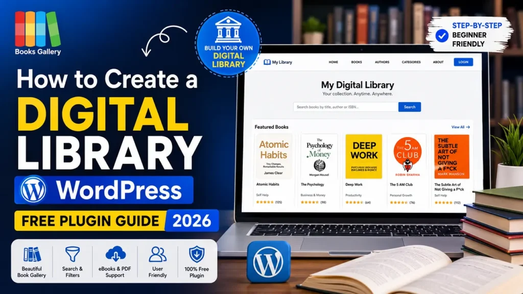 How to create a digital library in WordPress using Books Gallery plugin step by step guide