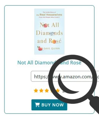 WordPress book gallery plugin showing Amazon affiliate buy links for each book